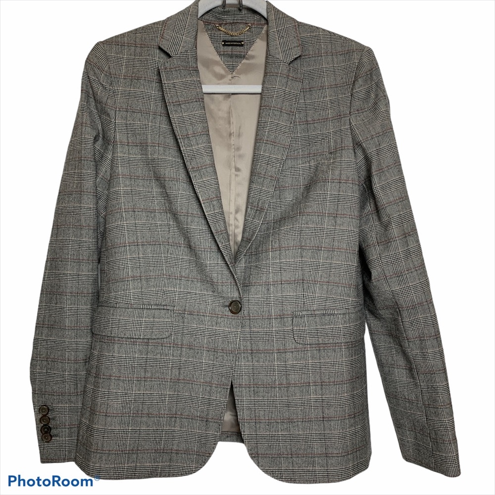 Massimo Dutti Glen Check Wool Blazer